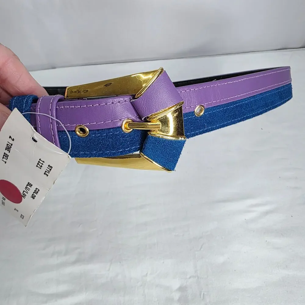 Vintage 80's Color Block Belt Women's XL Retro Colorful Statement Y2K